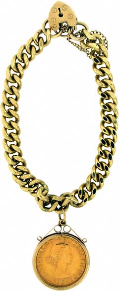 Heavy Curb Bracelet with One Sovereign 'Charm'