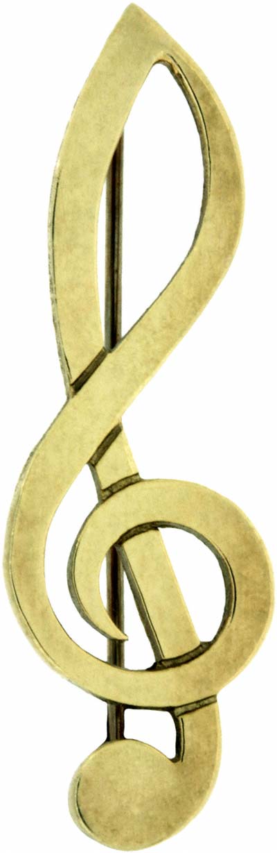 Second Hand 9ct Gold Treble Clef Brooch