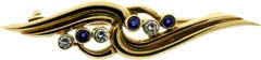 Second Hand 18ct Gold Sapphire & Diamond Brooch