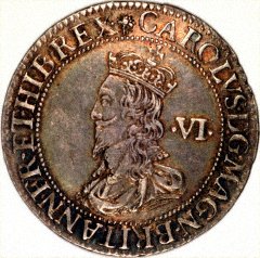 Charles I on a Silver Sixpence by Nicholas Briot