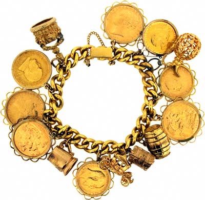 Gold Coin & Charm Bracelet