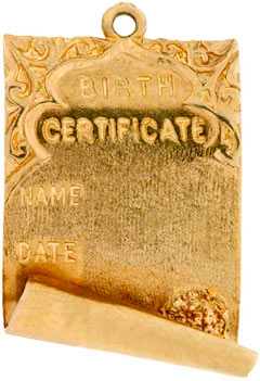 9ct Gold Birth Certificate