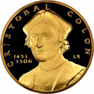 Obverse of Christopher Columbus Gold Medallion