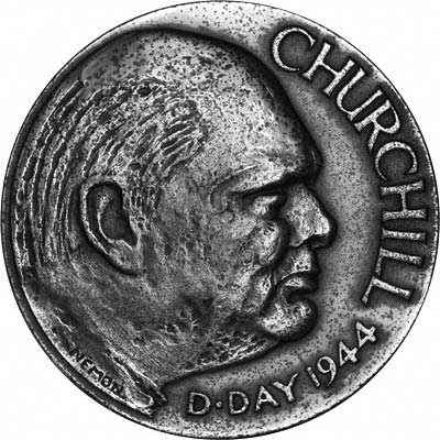 Obverse of 1944 Silver Medallion Depicting Churchill