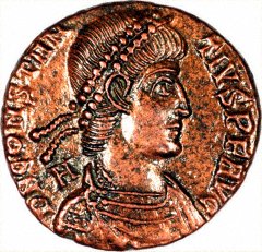 Portrait of Constantius II on a Copper Centenionalis