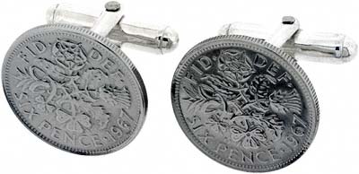 Silver Sixpence Cuff Links