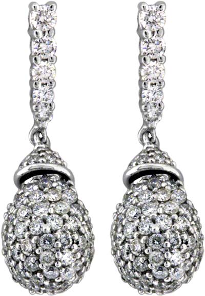 Diamond Drop Ear-Rings in 18ct White Gold