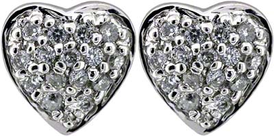 Heart-Shaped Diamond Set Ear-Rings in 18ct White Gold