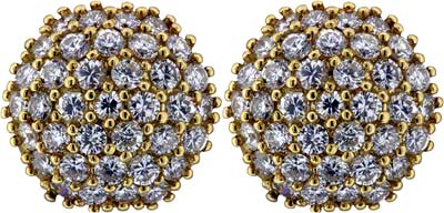 Second Hand Fancy Diamond Cluster Ear-Rings