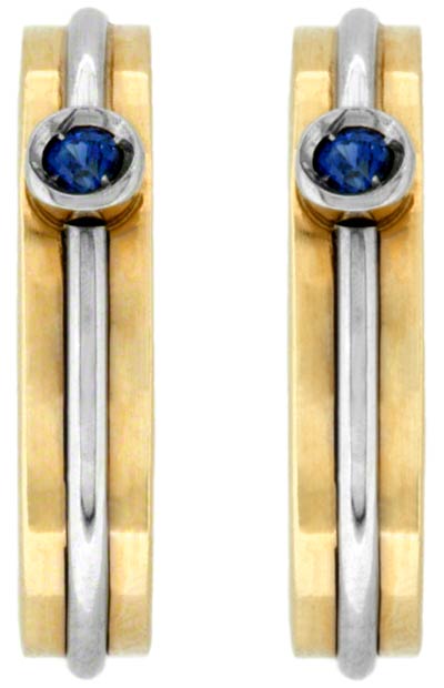 Sapphire 18ct Gold Half Hoop Ear-Rings