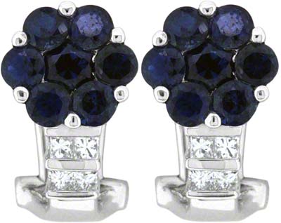 Sapphire and Diamond Cluster Ear-Rings