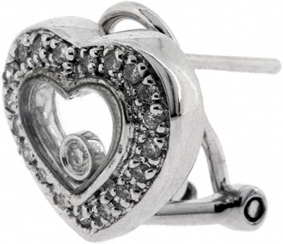 Heart-Shaped Ear-Rings in 18ct White Gold with Moving Diamonds