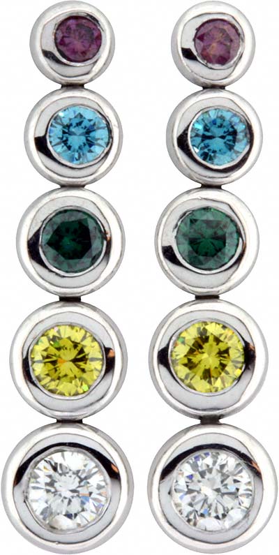 Multi- Coloured Diamond Drop Ear-Rings