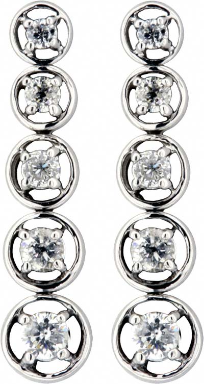 Five Stone Graduated Diamond Drop Ear-Rings