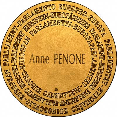 Reverse of European Parliament Gold Medallion