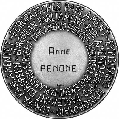 Reverse of European Parliament Silver Medallion