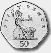 Britannia on Reverse of Year 2000 Fifty Pence Coin
