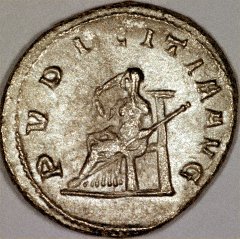 Pudicitia Seated on an Antoninianus of Herennia Etruscilla
