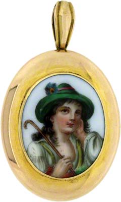 Second Hand Oval Enamelled 14ct Locket