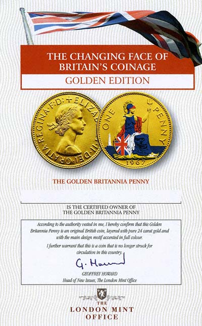 London Mint Office Golden Britannia Penny Certificate