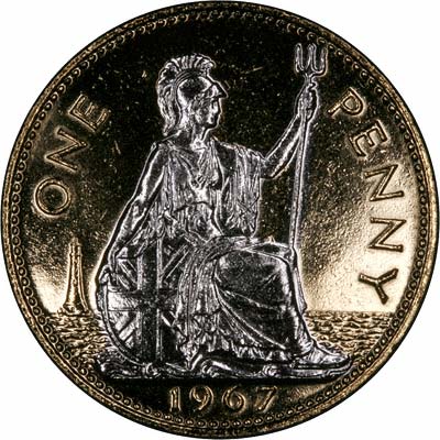 The National Emblem Britannia Penny Layered with Pure 24 Carat Gold and Accented with Rhodium-Platinum