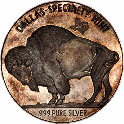 Buffalo Reverse of Two Ounce Silver Bullion Round