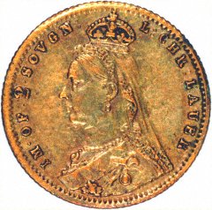 Obverse of Imitation Double Sovereign of Queen Victoria
