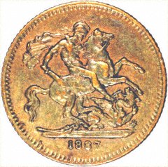 Reverse of Imitation Double Sovereign of Queen Victoria