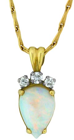 Pear Shaped Opal & Diamond Pendant