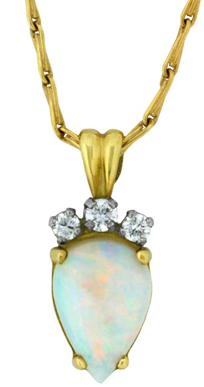 Second Hand Turquoise & Diamond Pendant in 18ct Gold