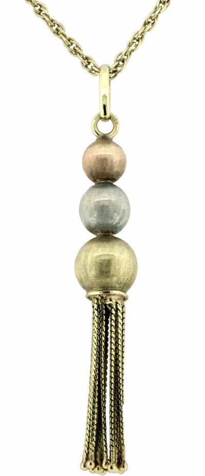 Tri Colour Tassel Necklace in 9ct Gold