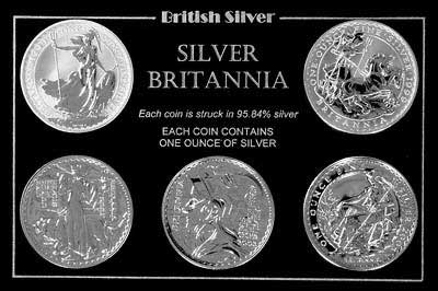 Type Set of 5 Silver Britannia Designs