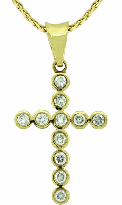 18ct Yellow Gold Diamond Set Cross