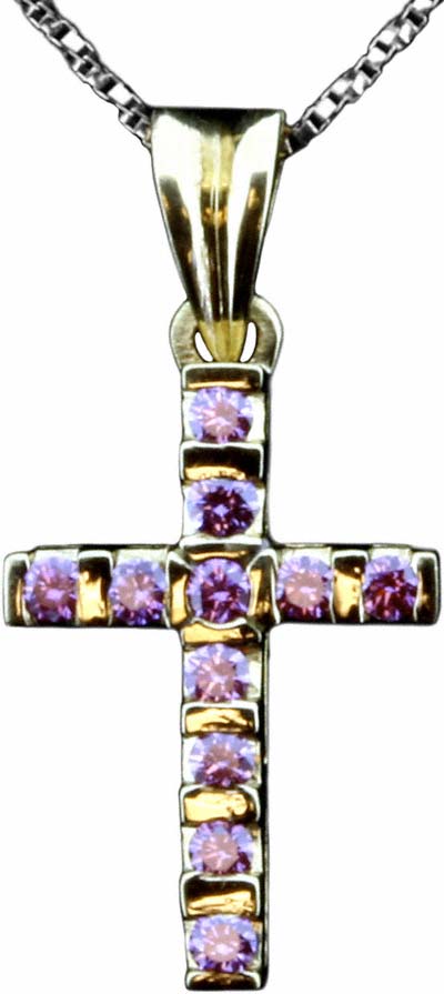 Enhanced Pink Diamond Cross in 18ct Yellow Gold
