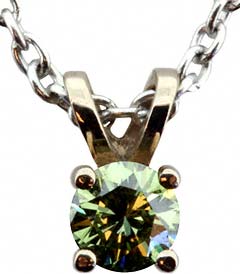 Enhanced Apple Green Diamond Solitaire Pendant