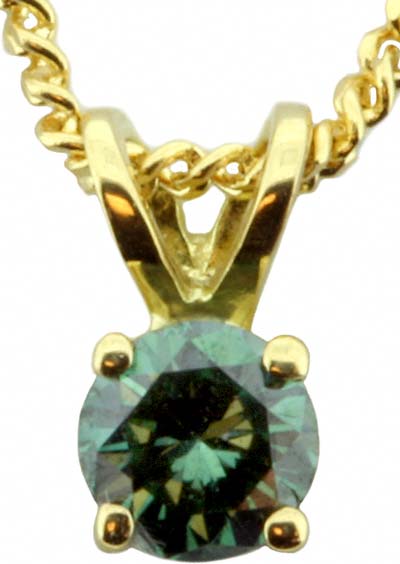 Enhanced Olive Green Diamond Solitaire Pendant