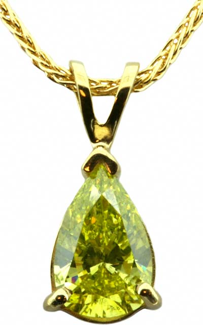 Enhanced Bright Canary Yellow Diamond Solitaire Pendant