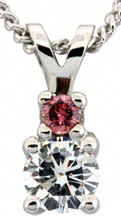 Enhanced Rose Pink and White Diamond Pendant