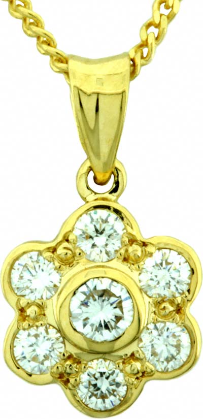 0.36ct Diamond Cluster Pendant in 18ct Yellow Gold