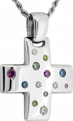 Enhanced Coloured Diamond Cross Pendant