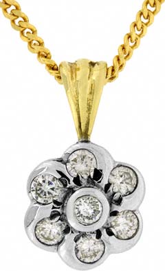 0.27ct Diamond Cluster Pendant in 18ct Yellow Gold