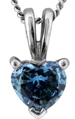 Enhanced Blue Heart Shaped Diamond Solitaire Pendant