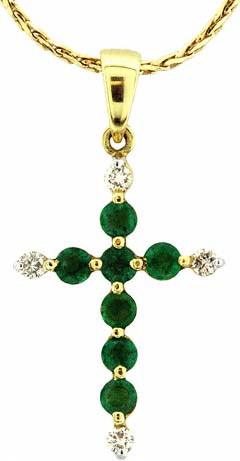 Emerald and Diamond Cross Pendant