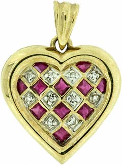 Ruby and Diamond Heart Pendant