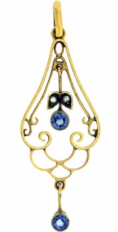 Victorian Style Sapphire and Pearl Pendant