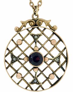 Round Victorian Garnet Pendant