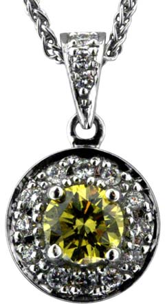 Enhanced Yellow & White Diamond Cluster Pendant