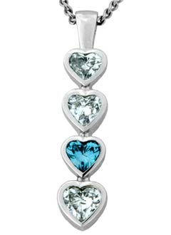 Enhanced Blue & White Heart Shaped Drop Diamond Pendant