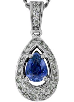 Ceylon Sapphire and Diamond Drop Pendant