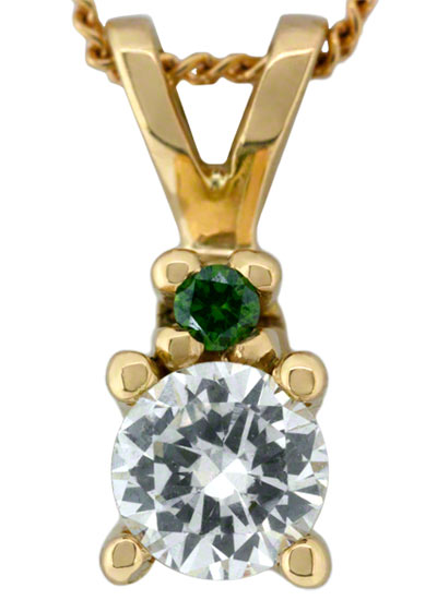 Enhanced Green and White Diamond Pendant